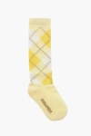 Dsquared2 Argyle Motif Ribbed Socks In Neutral