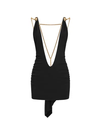 Dsquared2 Asymmetric Chain-detail Dress In Black