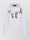 Dsquared2 Asymmetric Hem Cropped Hoodie Drawstring In White