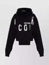 Dsquared2 Asymmetric Hem Cropped Hoodie Drawstring In Black