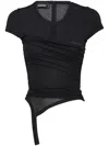 Dsquared2 Asymmetric Semi-sheer T-shirt In Black
