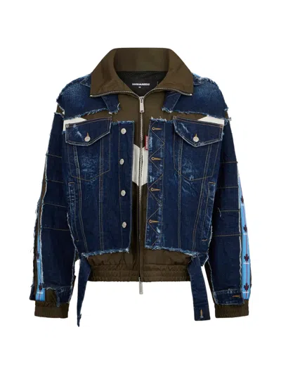 Dsquared2 Aviator Hybrid Zip-up Cotton Track Jacket In Multi