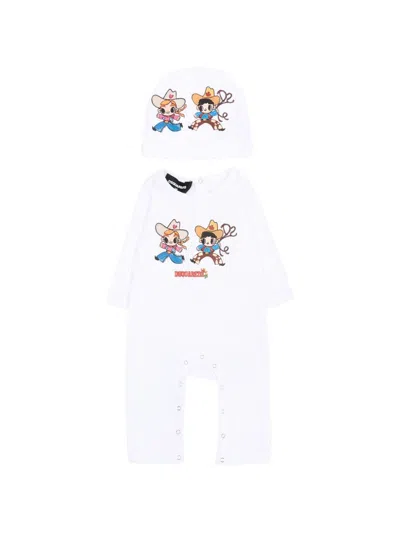 Dsquared2 Baby Bodysuit Set With Graphic Print In White
