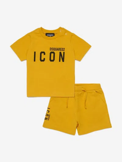 Dsquared2 Baby Icon Short Pyjama Set In Yellow