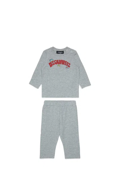 Dsquared2 Logo-print Babygrow Set In Gray