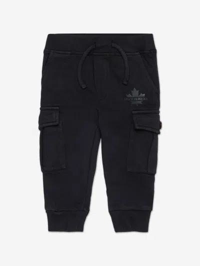 Dsquared2 Kids' Baby Maple Leaf  Logo Cargo Pants In Black