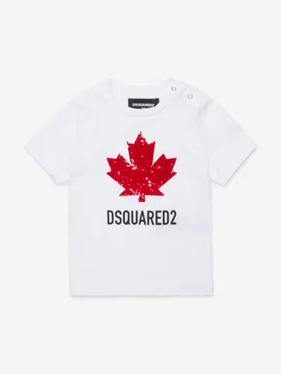 Dsquared2 Kids' Baby Maple Leaf Logo T-shirt In White