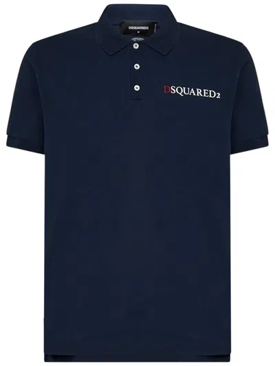 Dsquared2 Polo Backdoor Access Tennis Fit  In Blu