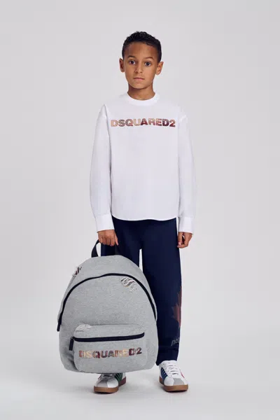 Dsquared2 Kids' Backpack With Front Logo In Grey
