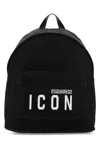 Dsquared2 Glossy Black Nylon Backpack With Logo Print In Black
