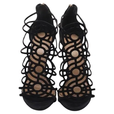 Pre-owned Dsquared2 Back-zipped Strappy Sandal Heels In Black Suede