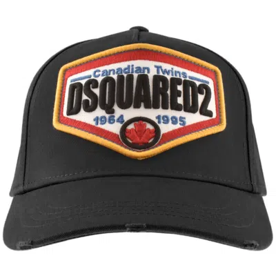 Dsquared2 Mens Black Logo-patch Cotton-twill Cap