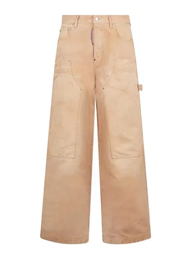 Dsquared2 Baggy Carpenter Jeans In Beige
