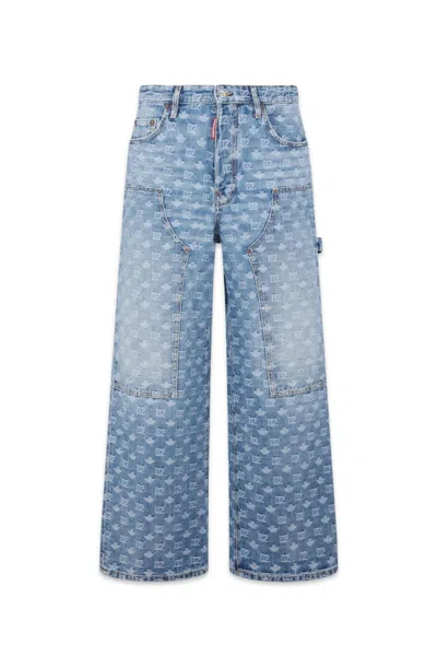 Dsquared2 Light Wash Baggy Carpenter Jeans In Blue