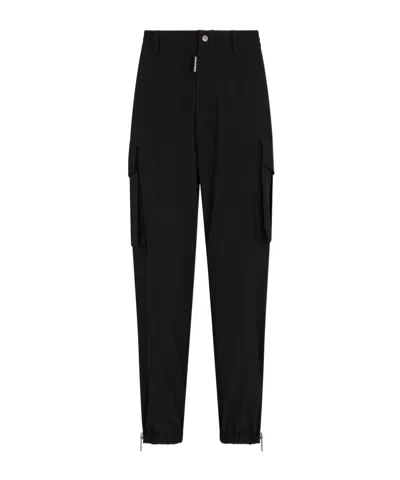 Dsquared2 Baggy Fit Pleated Cargo Pants In Black