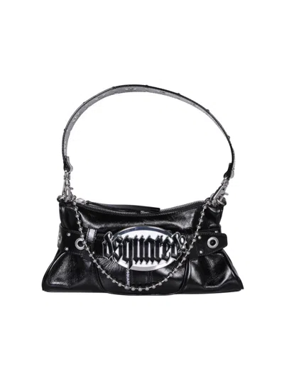 Dsquared2 Gothic Logo-plaque Leather Shoulder Bag In Black