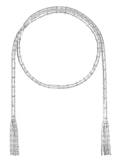 Dsquared2 Baguette-cut Tassel-embellished Necklace In Metallic