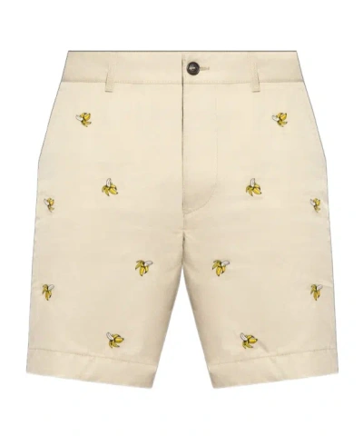 Dsquared2 All-over Embroidered Cotton Twill Cargo Shorts In Nude