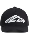 Dsquared2 Black Baseball Cap With Maxi Print On The Front And Logo Lettering On The Rear In Cotton Man In Black