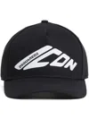 Dsquared2 Black Baseball Cap With Maxi Print On The Front And Logo Lettering On The Rear In Cotton Man In Black