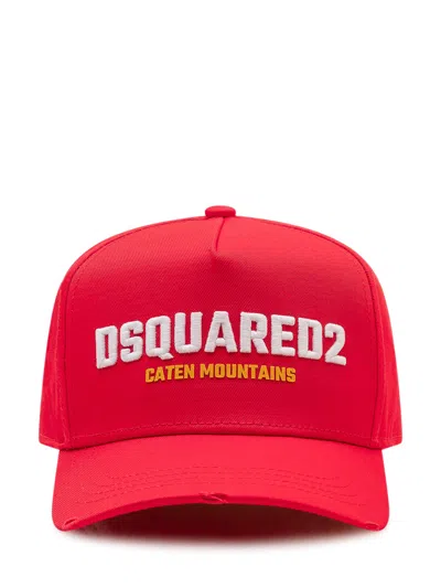 Dsquared2 Baseball Cap In Gabardine In Rosso