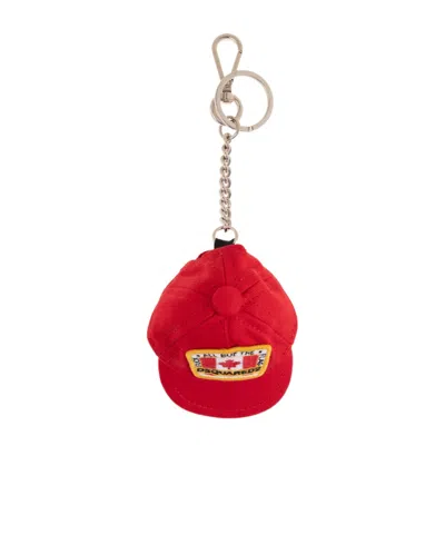 Dsquared2 Baseball Cap Keyring In Red