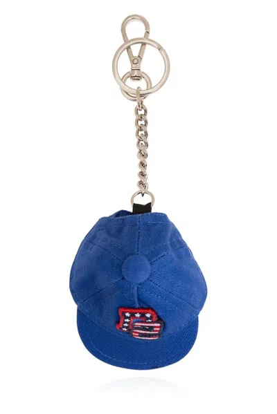 Dsquared2 Logo-patch Cap Keychain In Blue