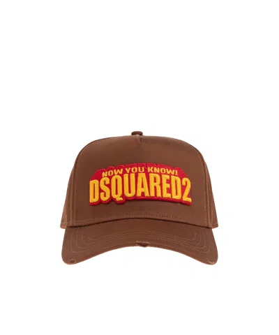 Dsquared2 Baseball Cap With Curved Brim In Brown