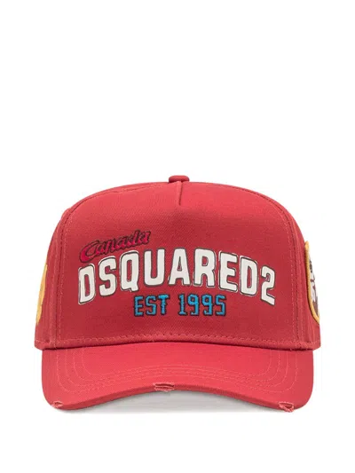 Dsquared2 Baseball Cap With Distressed Edges In Red