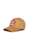 Dsquared2 Baseball Cap With Maple Leaf Patch In Beige