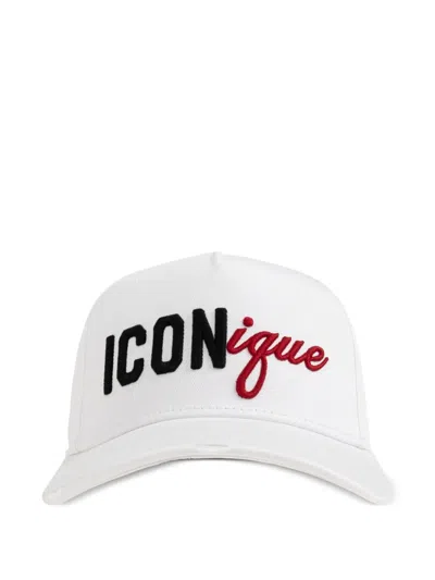 Dsquared2 Gabardine Baseball Cap Featuring Embroidered Logo In White
