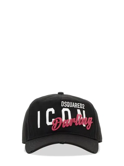 Dsquared2 Baseball Hat With D2 Patch In Black