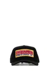 Dsquared2 Black Baseball Cap With Bold Patch And Adjustable Strap In Black