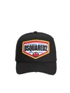 Dsquared2 Black Baseball Cap With Maxi Print On The Front And Rear Adjustable Buckle Cosure In Cotton Man In Black