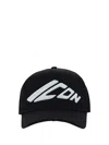 Dsquared2 Black Baseball Cap With Maxi Print On The Front And Logo Lettering On The Rear In Cotton Man In Nero+bianco