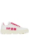 Dsquared2 Leather Sneakers With Molded Sole And Perforated Toe In Weiss