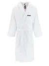 Dsquared2 Logo Hooded Bathrobe With Waist Belt In White