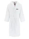 Dsquared2 Logo Hooded Bathrobe With Waist Belt In White
