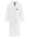 Dsquared2 Logo Hooded Bathrobe With Waist Belt In White
