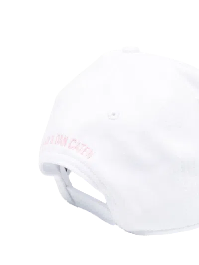 Dsquared2 Bcm066708c035671062 Icon Cracked Logo Baseball Cap In White