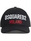 Dsquared2 Distressed Black Cotton Baseball Cap With Logo Embroidery In Black