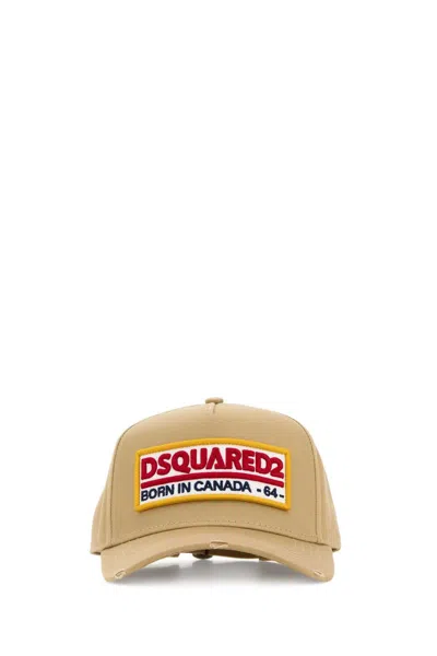 Dsquared2 Bcm098305c00001 Embroidered Logo Baseball Cap In Beige