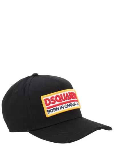 Dsquared2 Bcm0983_05c000012124 Logo-patch Cotton Baseball Cap In Black