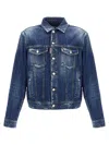 Dsquared2 Blue Jacket With Distressed Effect And Logoed Metal Buttons In Denim Man