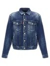 Dsquared2 Blue Jacket With Distressed Effect And Logoed Metal Buttons In Denim Man In Blue