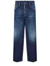 Dsquared2 Blue Five-pocket Jeans With Faded Effect And Logo Patch On The Back In Denim Man In Blue