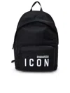 DSQUARED2 BE ICON BLACK FABRIC BACKPACK