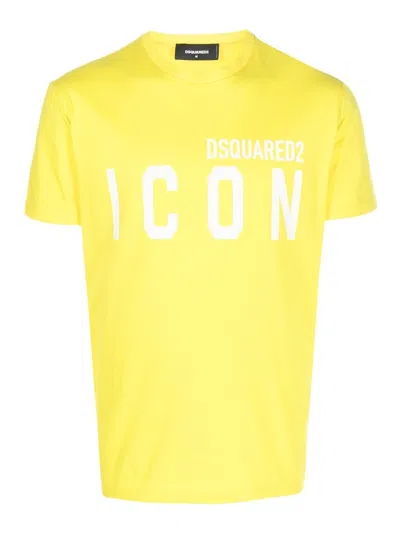Dsquared2 Be Icon Cool Cotton T-shirt In Yellow