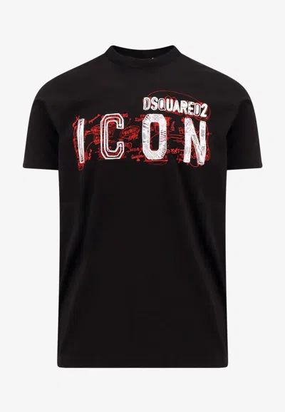 Dsquared2 Icon-print Cotton T-shirt In Black