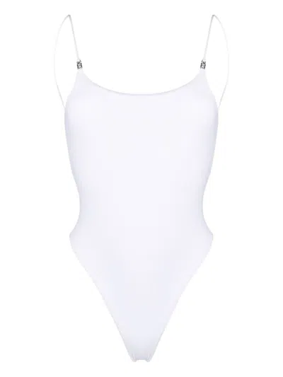 Dsquared2 Icon Jersey Open Back One Piece Swimsuit In White